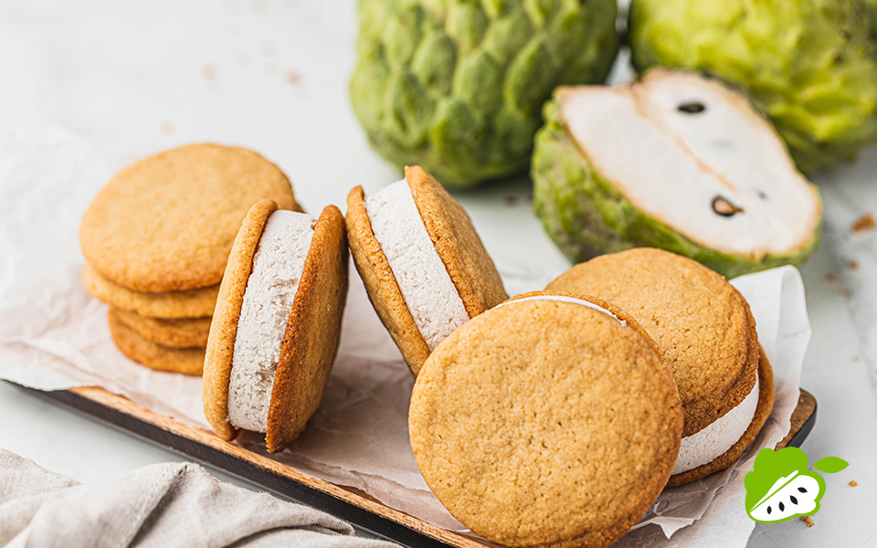 Custard Apple & Coconut Ice Cream Sandwiches
